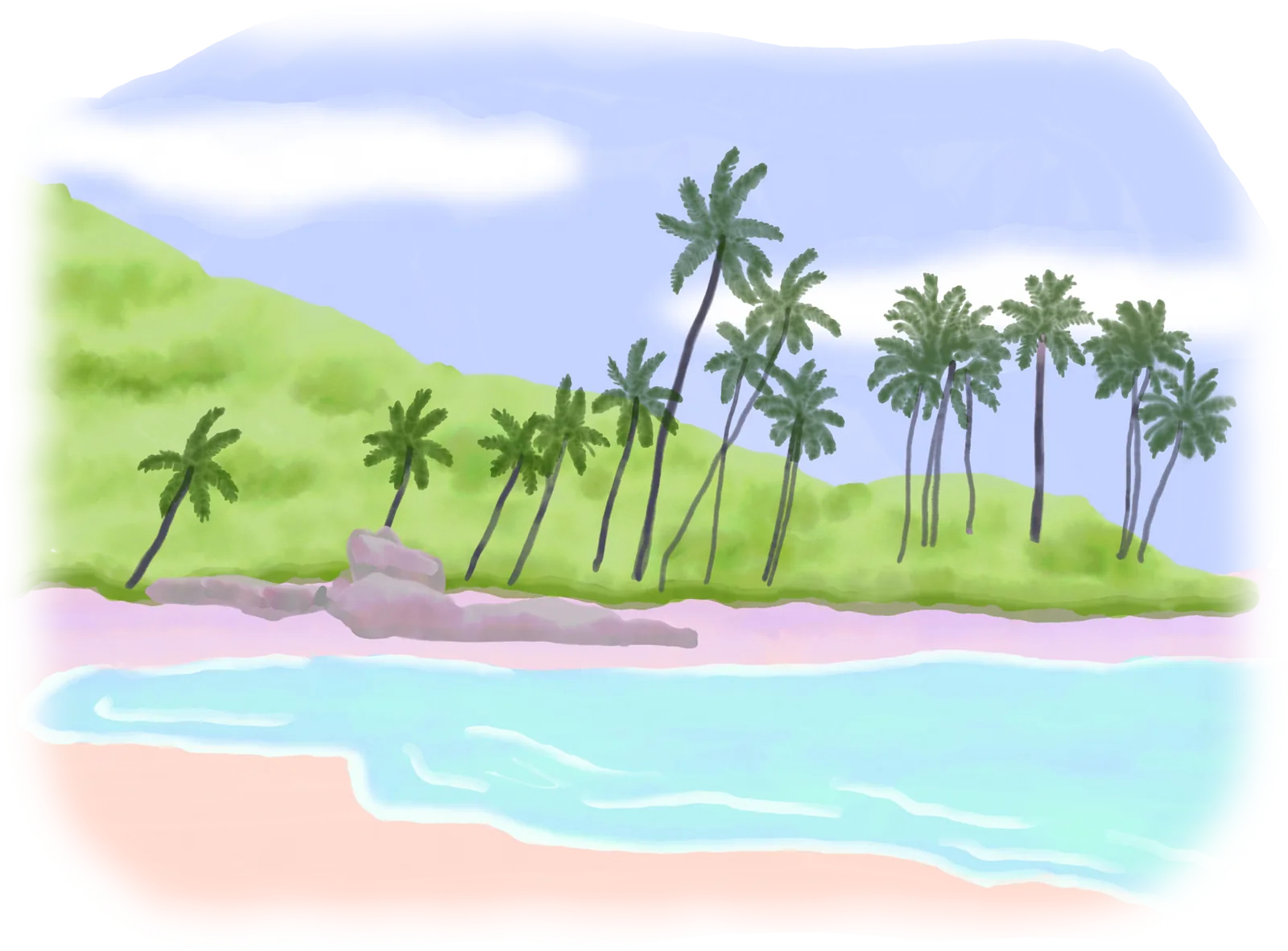 Ilustração em aquarela da orla de João Pessoa
