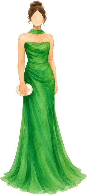 Convidada em vestido longo verde